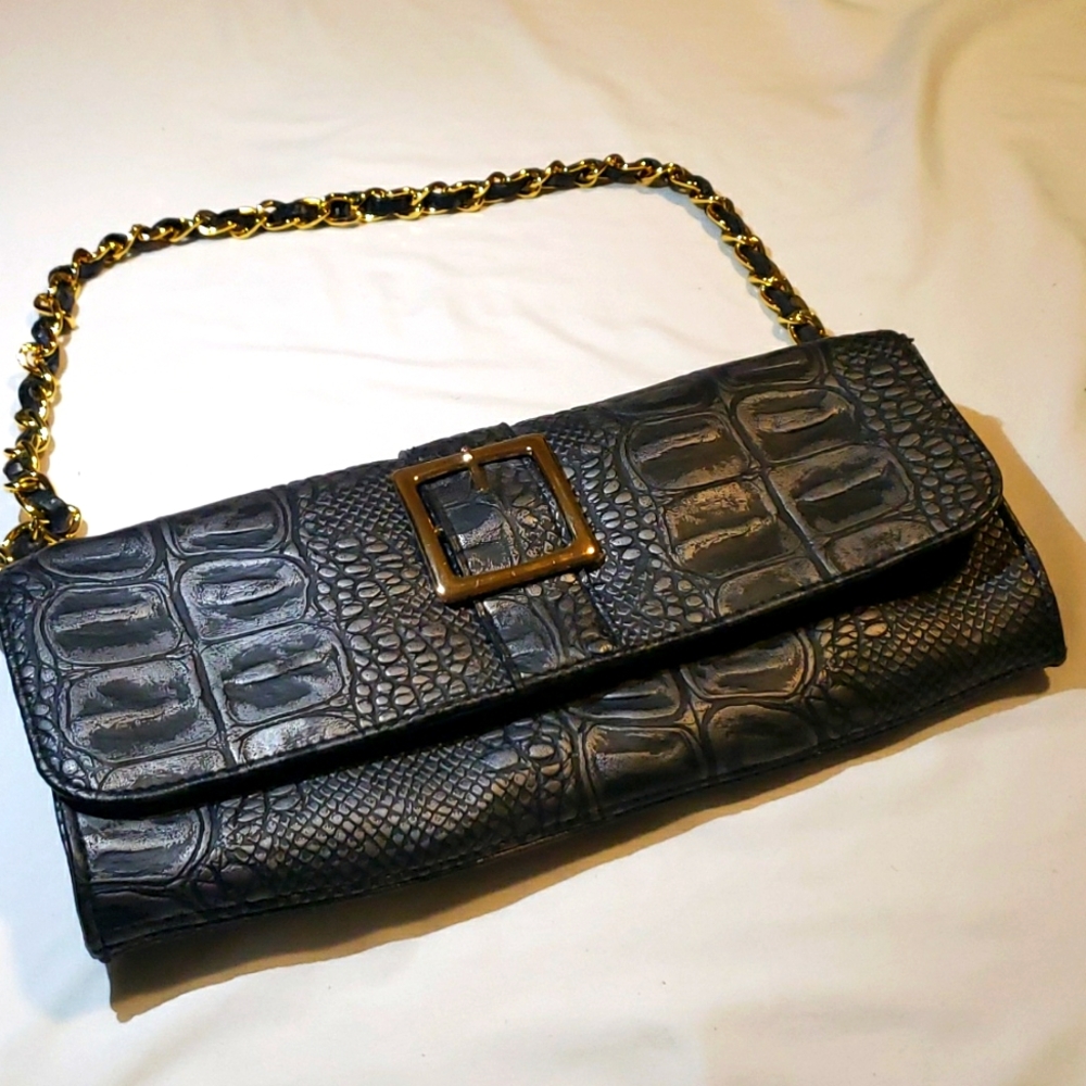 Black and Gold chain Clutch